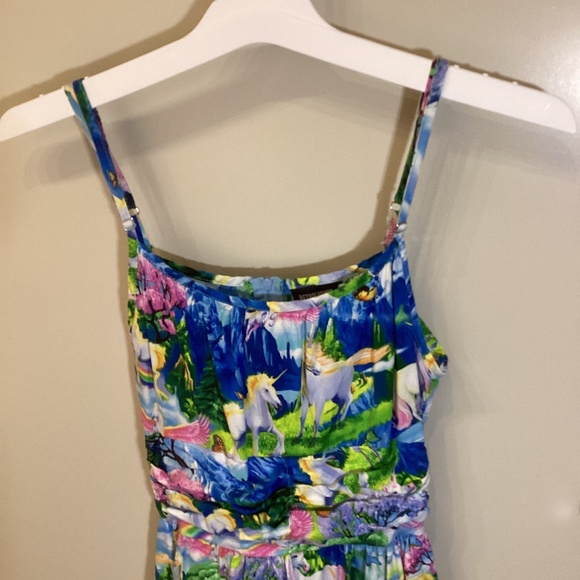 Retrolicious Pegasus Rainbow Print Dress Women’s Size XS Made in USA Pockets HTF - Picture 1 of 14